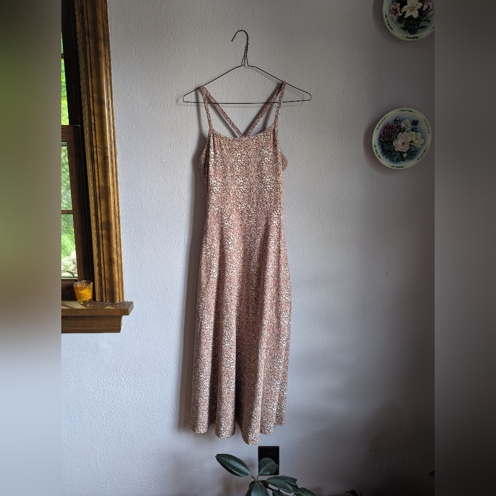 Pact Organic Cotton Midi Fit & Flare Dress Size Small